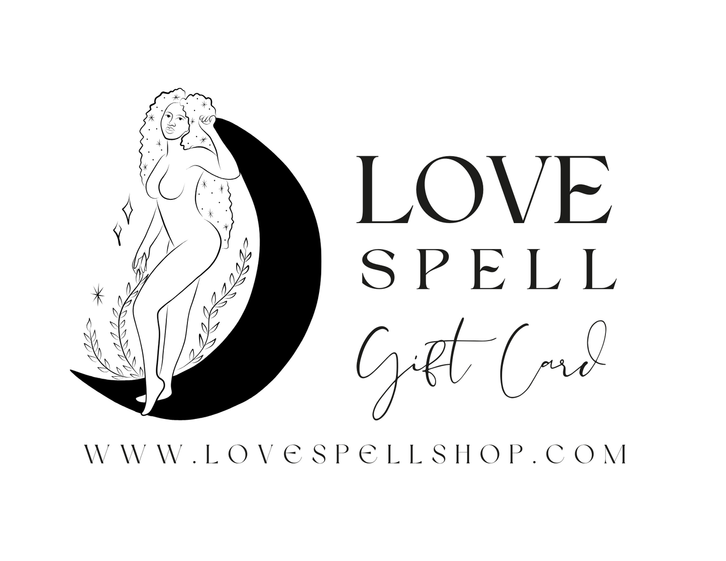 Love Spell Digital Gift Card (Woman Crescent Moon Flora)