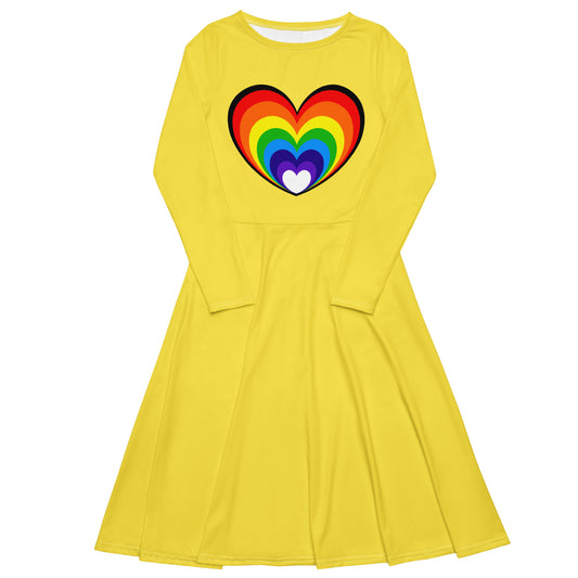 Long-Sleeve Midi Dress: Rainbow Heart