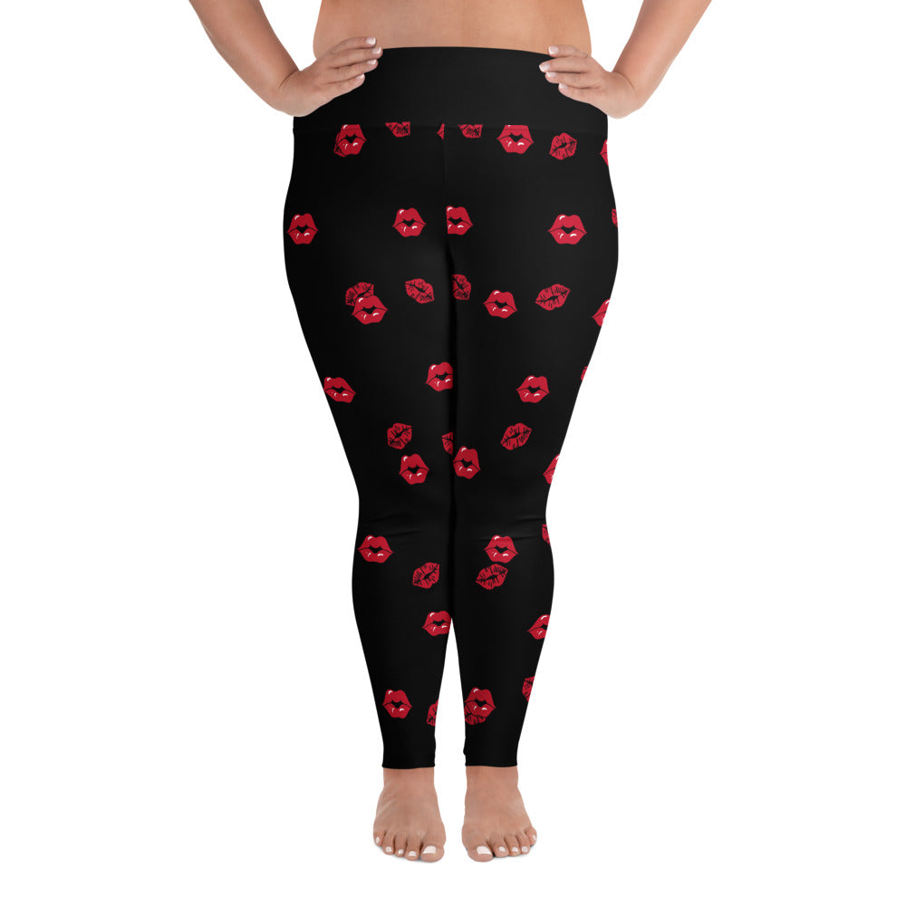 Lipstick Kisses Curvy Fit Print Leggings