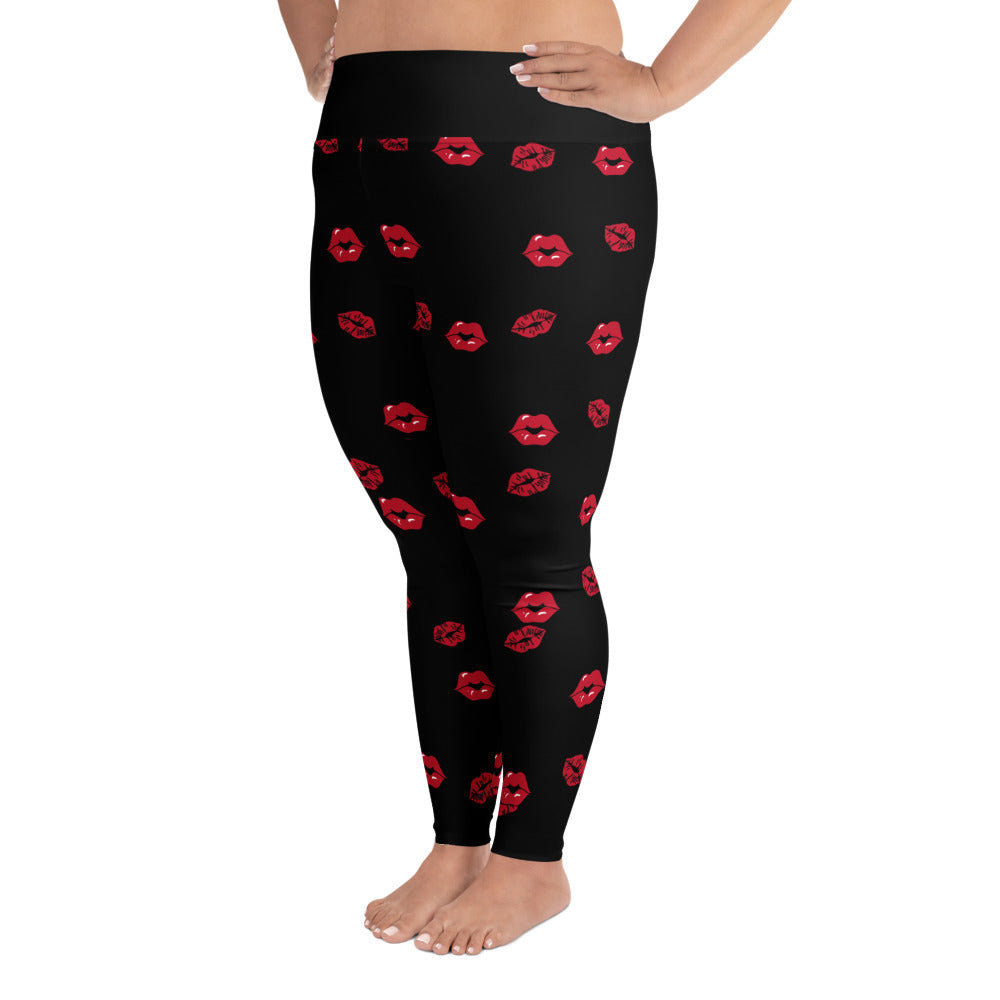 Lipstick Kisses Curvy Fit Print Leggings