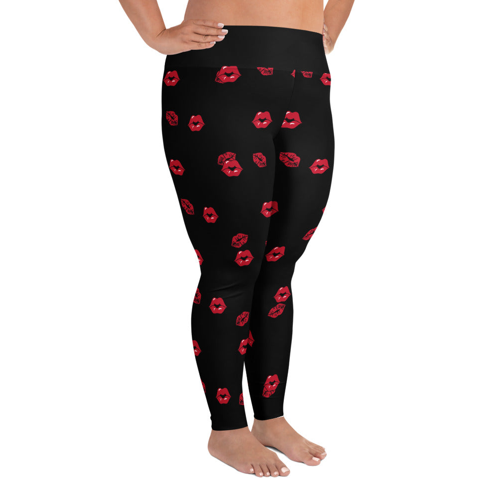 Lipstick Kisses Curvy Fit Print Leggings