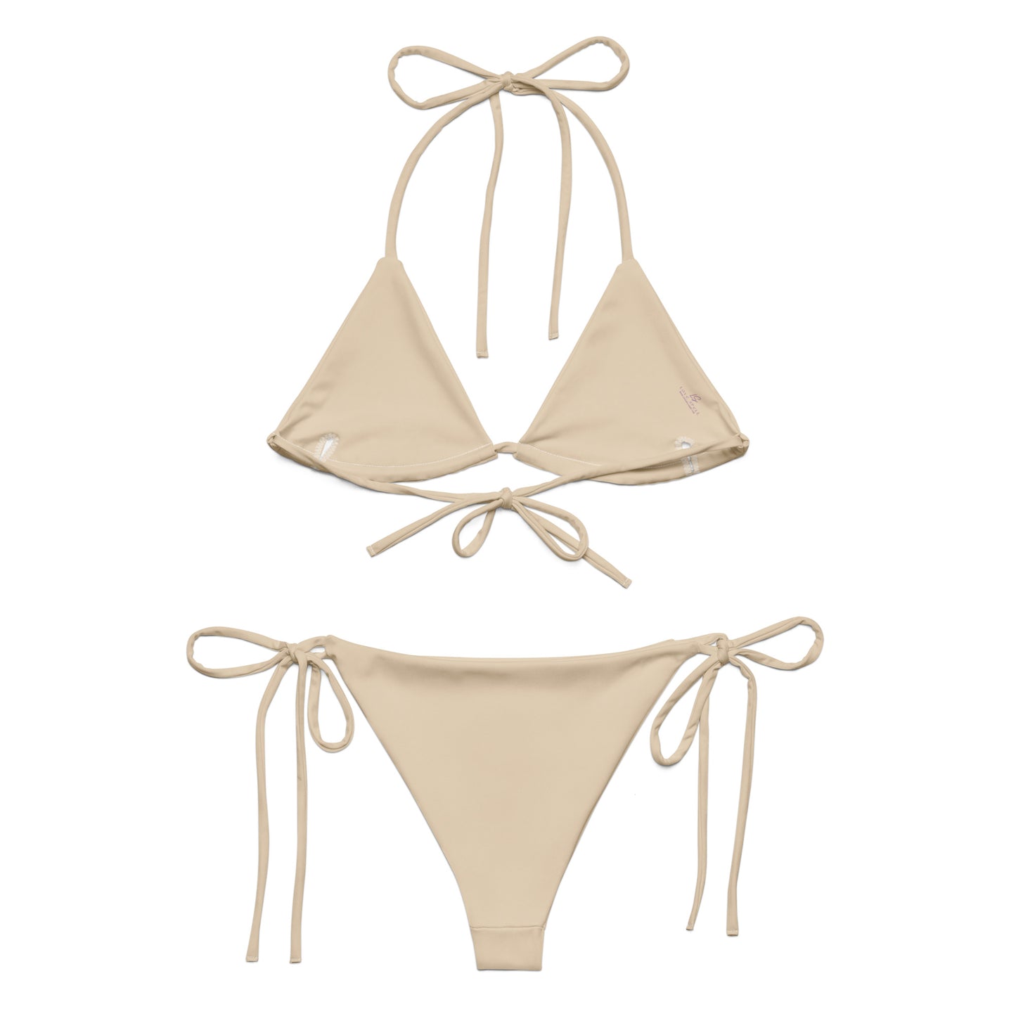 All-Over Print Recycled String Bikini: Champagne
