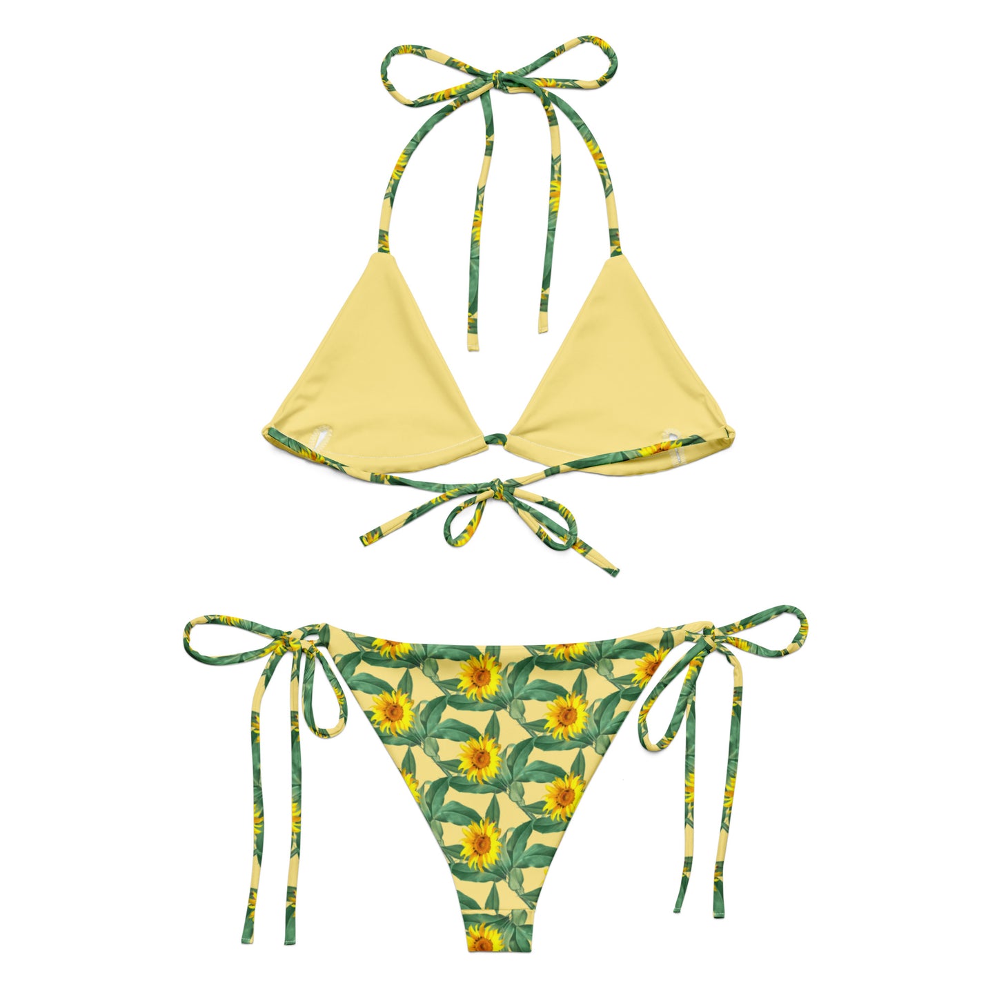 All-Over Print Recycled String Bikini: Sunflowers