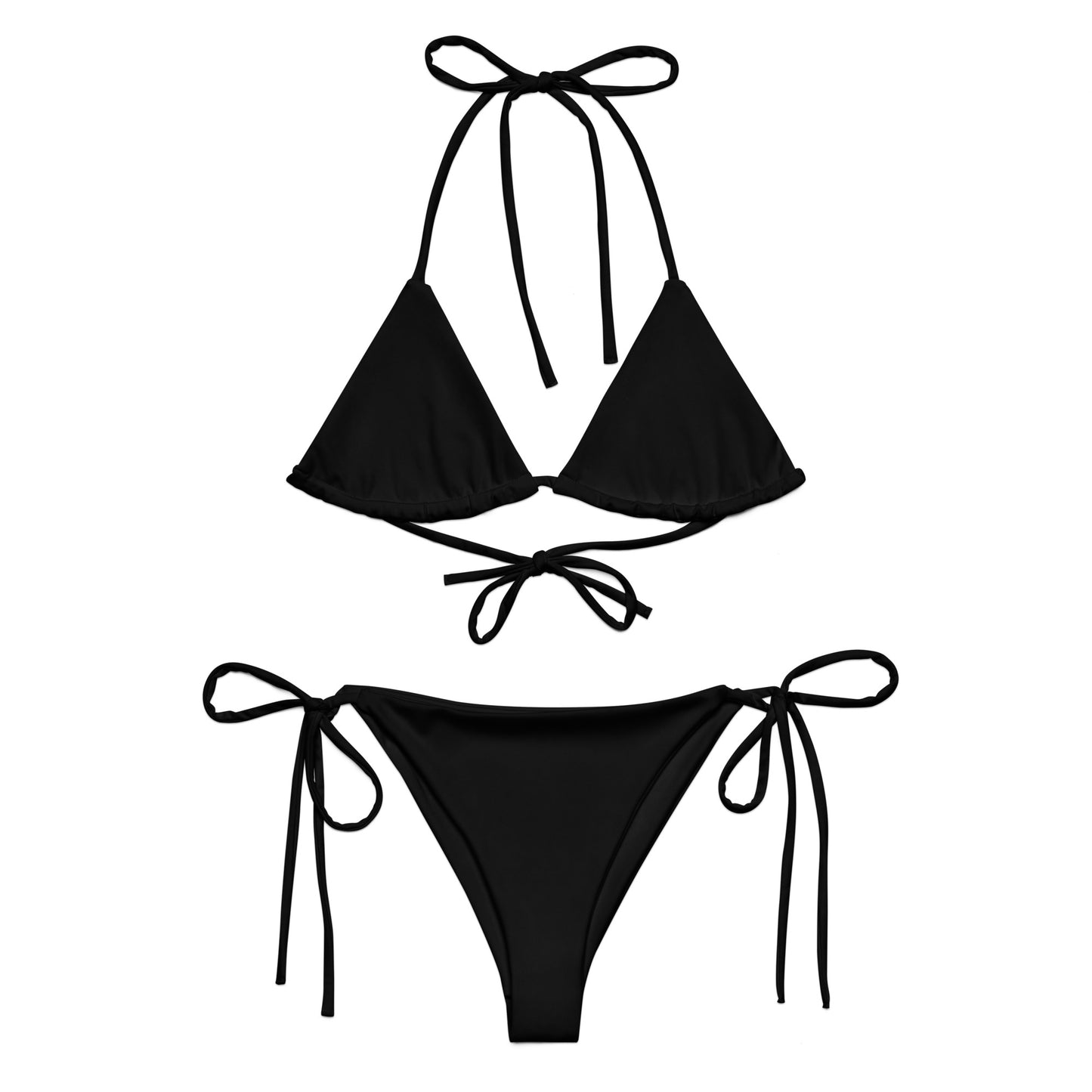 All-Over Print Recycled String Bikini: Black