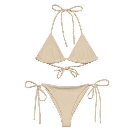 All-Over Print Recycled String Bikini: Champagne