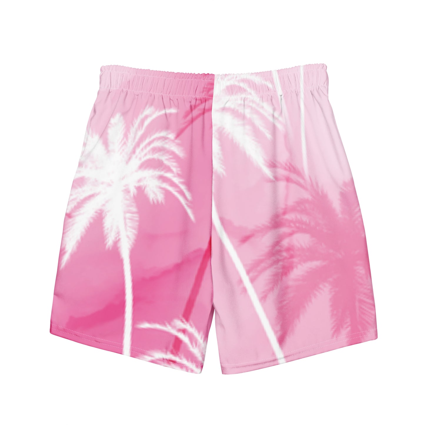 All-Over Print Recycled Swim Shorts: Pink & Palm Trees
