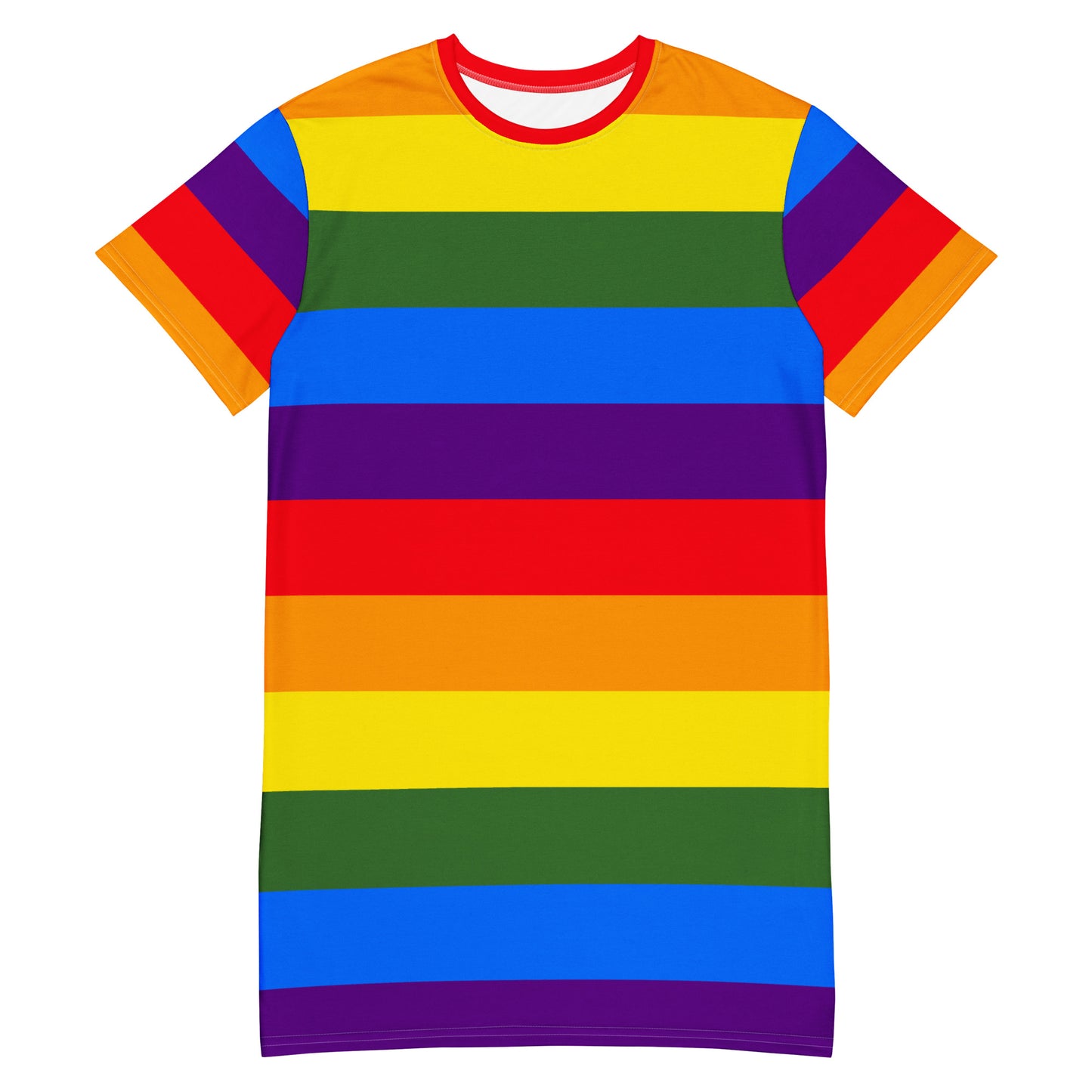 Rainbow Stripes T-Shirt Dress Oversized Tee