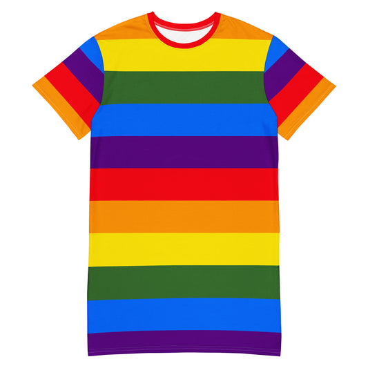 Rainbow Stripes T-Shirt Dress Oversized Tee