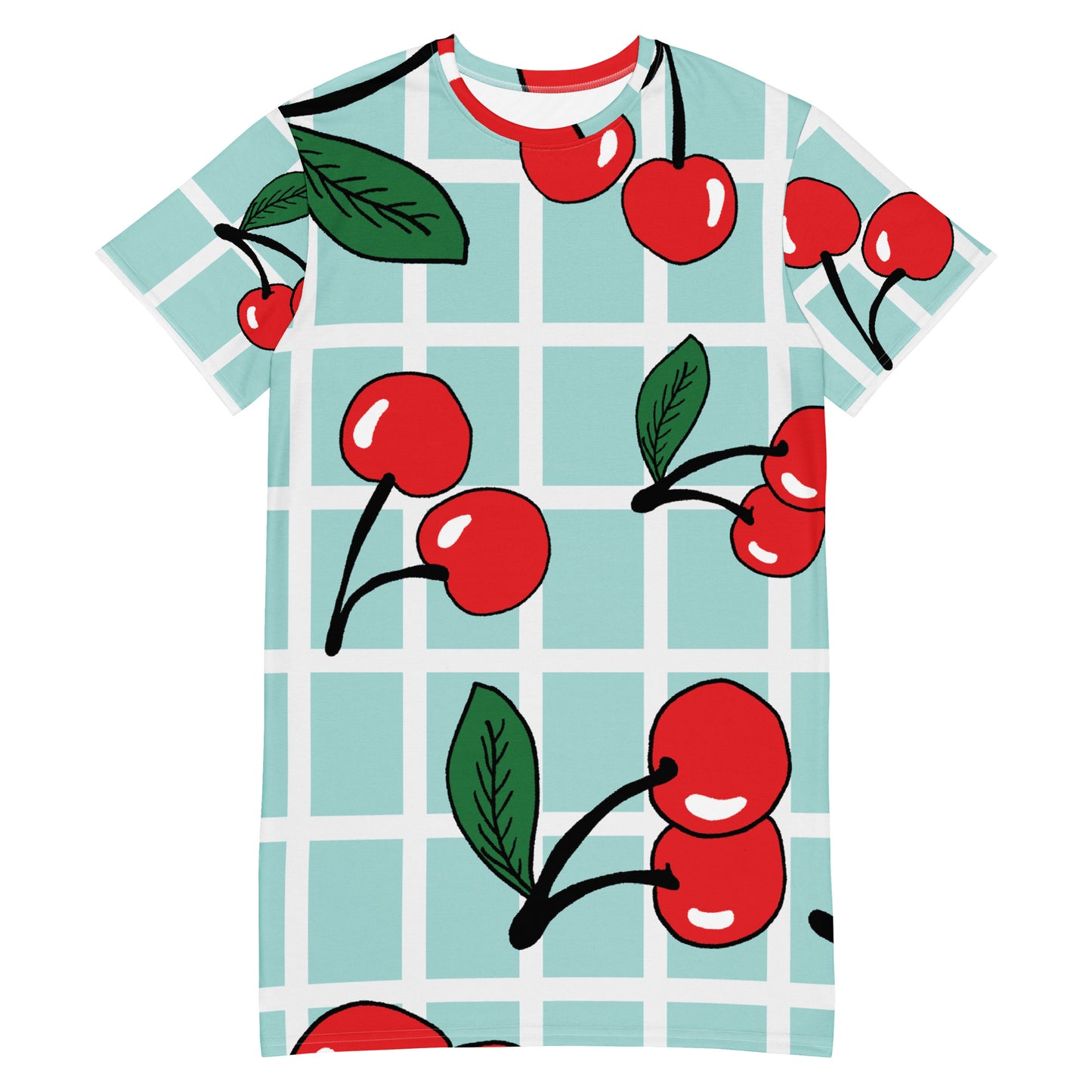 Cherry Mint Tile T-Shirt Dress / Oversized Tee