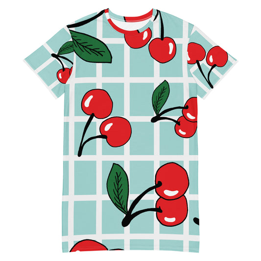 Cherry Mint Tile T-Shirt Dress / Oversized Tee