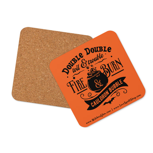 Cork-back Coaster: Double Double Toil & Trouble (orange)