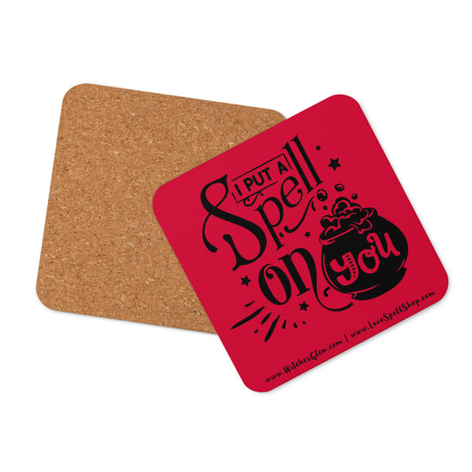 Cork-back Coaster: I Put a Spell on You (crimson red)