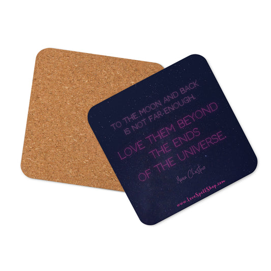 Cork-back Coaster: Love Them Beyond... by Maria Christine (pink text)