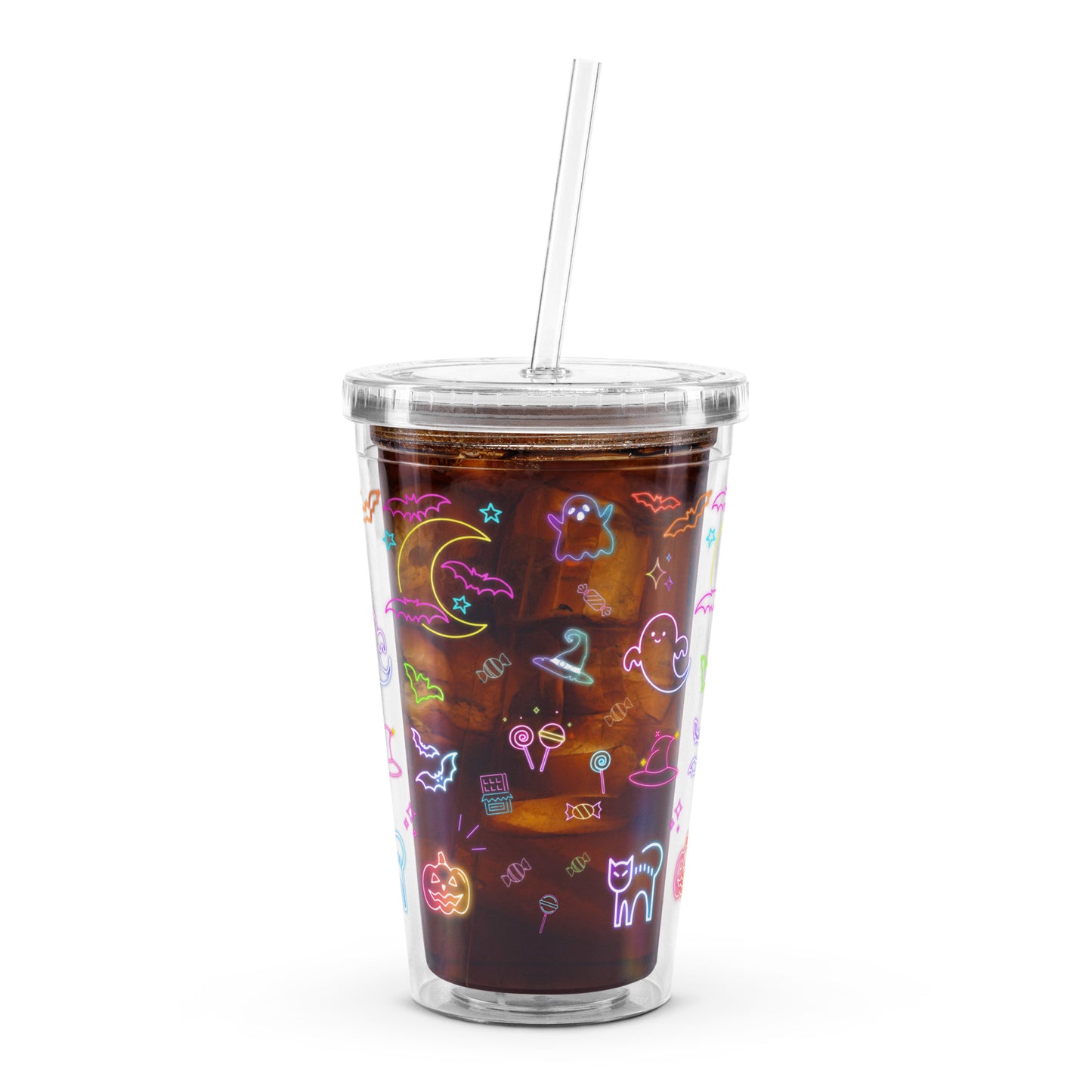 Travel Tumbler: Neon Halloween (Double-Wall, 16 oz)