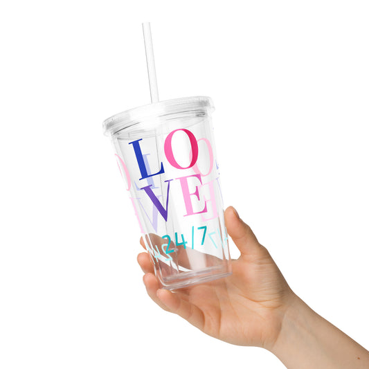 Travel Tumbler: Love 24/7 (Double-Wall, 16 oz)