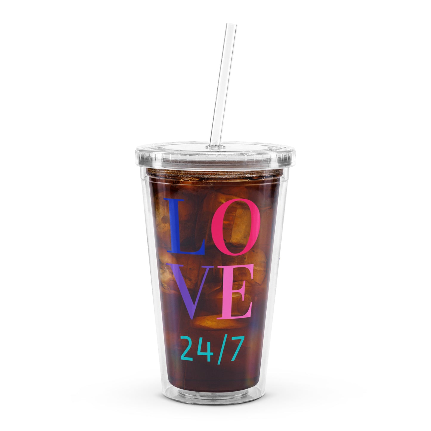 Travel Tumbler: Love 24/7 (Double-Wall, 16 oz)