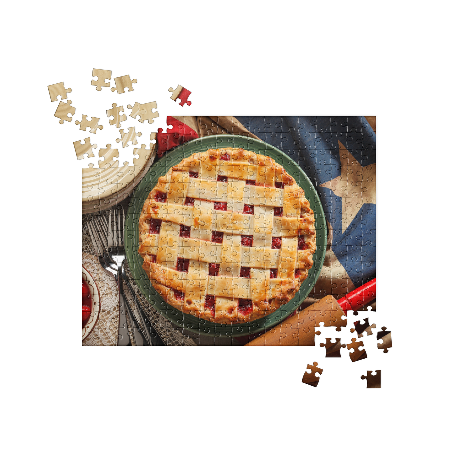 Food Fare Jigsaw Puzzle: American Cherry Pie with Flag