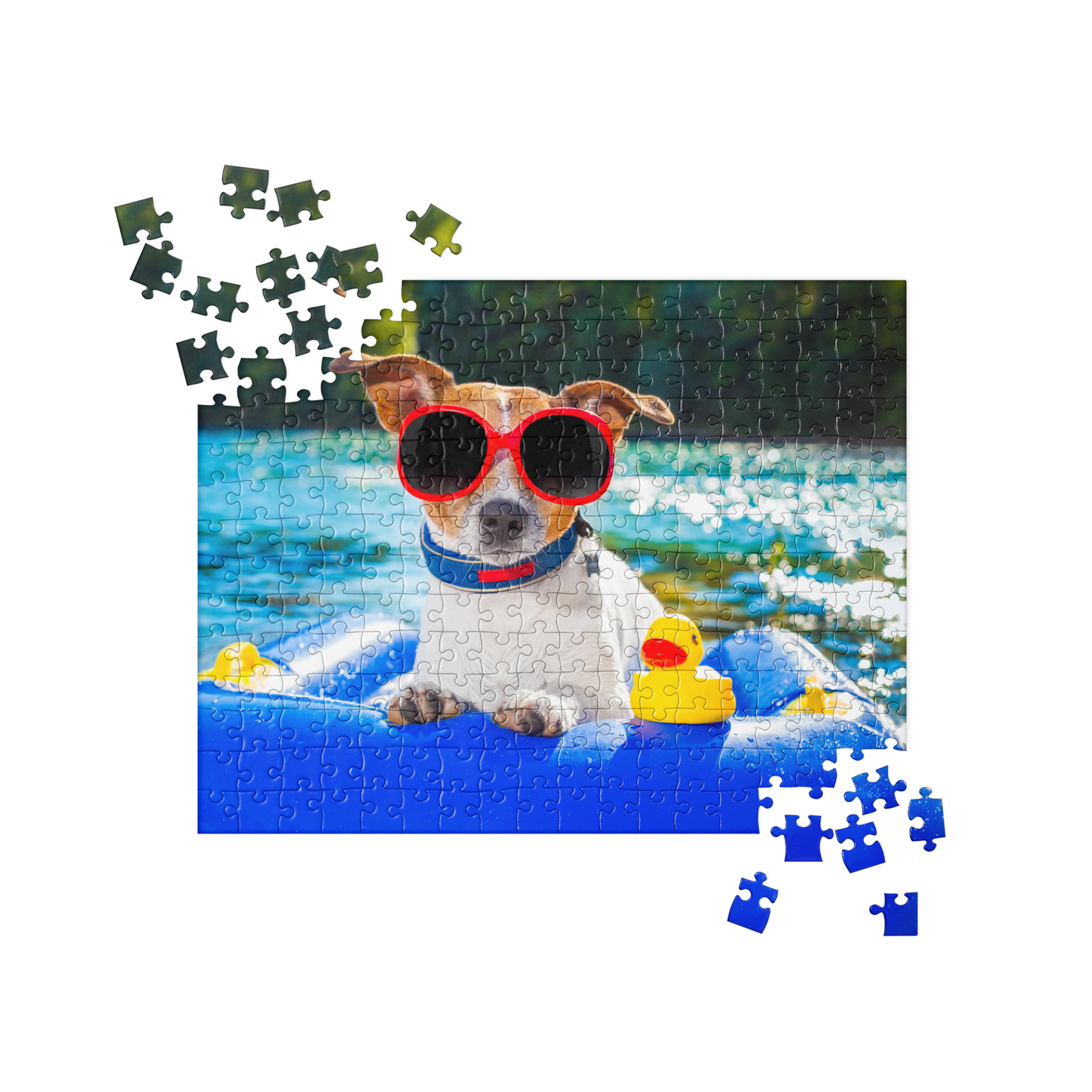 Puppy Jigsaw Puzzle: Puppy with Sunglasses, Raft