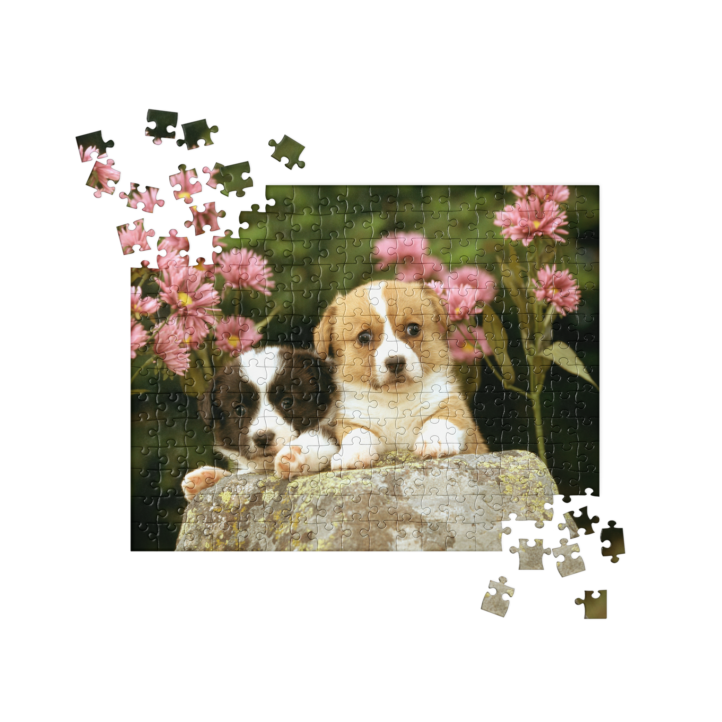 Puppy Jigsaw Puzzle: Puppies and Flowers