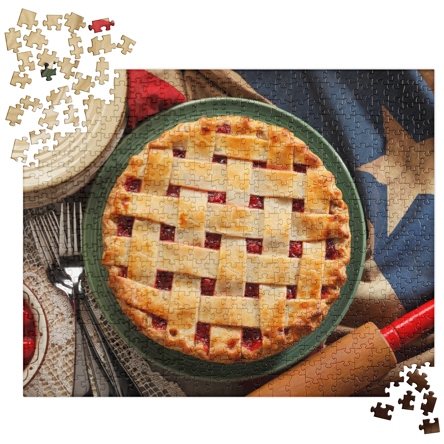 Food Fare Jigsaw Puzzle: American Cherry Pie with Flag