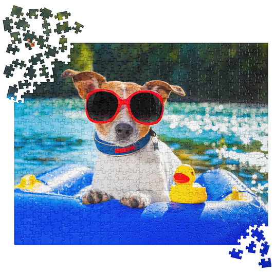 Puppy Jigsaw Puzzle: Puppy with Sunglasses, Raft