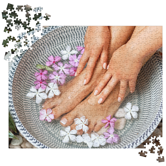 Summer Jigsaw Puzzle: Foot Bath with Flowers