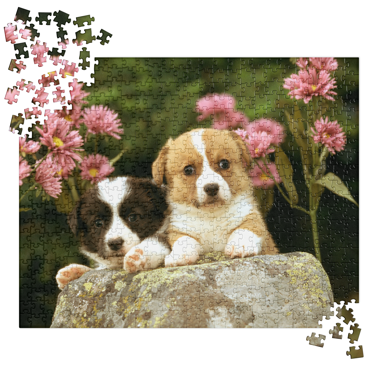 Puppy Jigsaw Puzzle: Puppies and Flowers