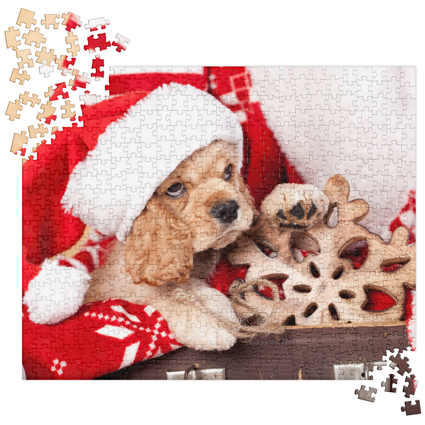 Puppy Jigsaw Puzzle: Cocker Spaniel Puppy at Christmas