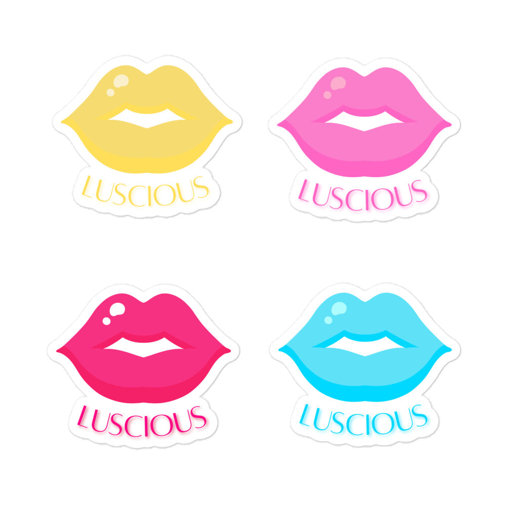Sticker Sheet: Luscious Lips (yellow, pink, hot pink, light blue)