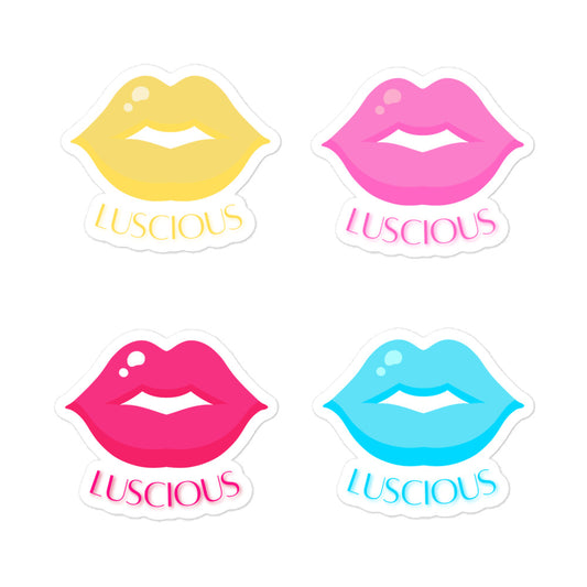 Sticker Sheet: Luscious Lips (yellow, pink, hot pink, light blue)
