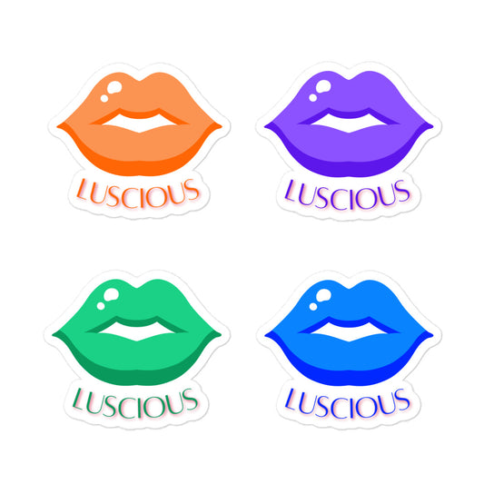 Sticker Sheet: Luscious Lips (orange, purple, green, dark blue)