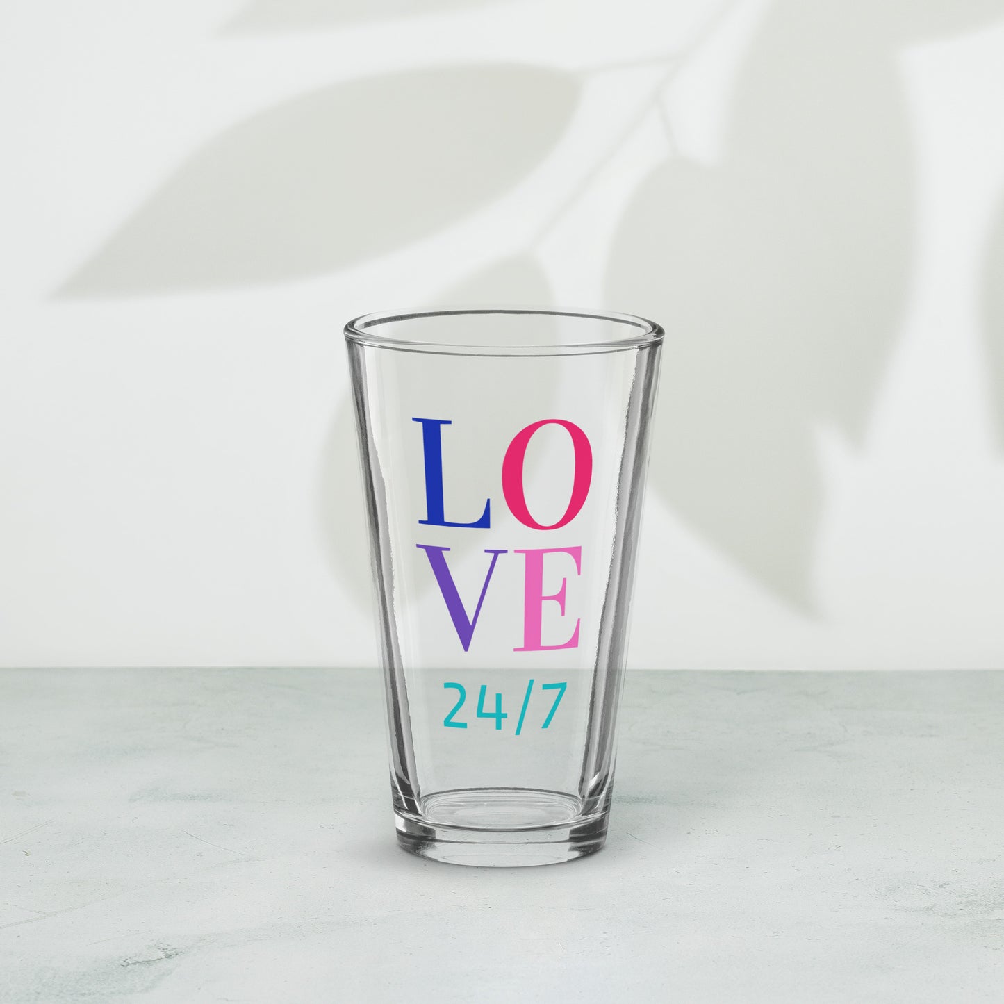 Shaker Pint Glass: Love 24/7