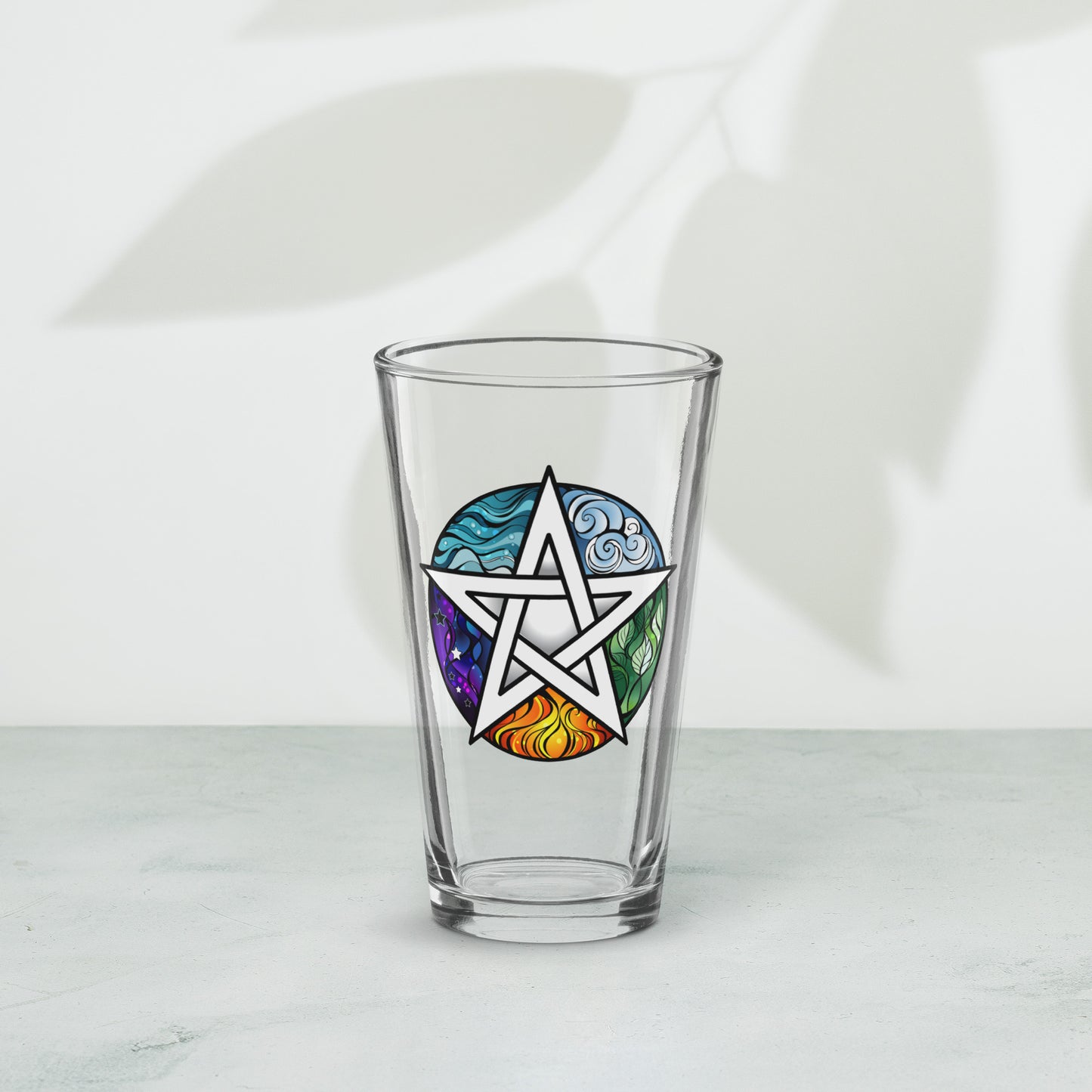 Shaker Pint Glass: Pentacle and Elements