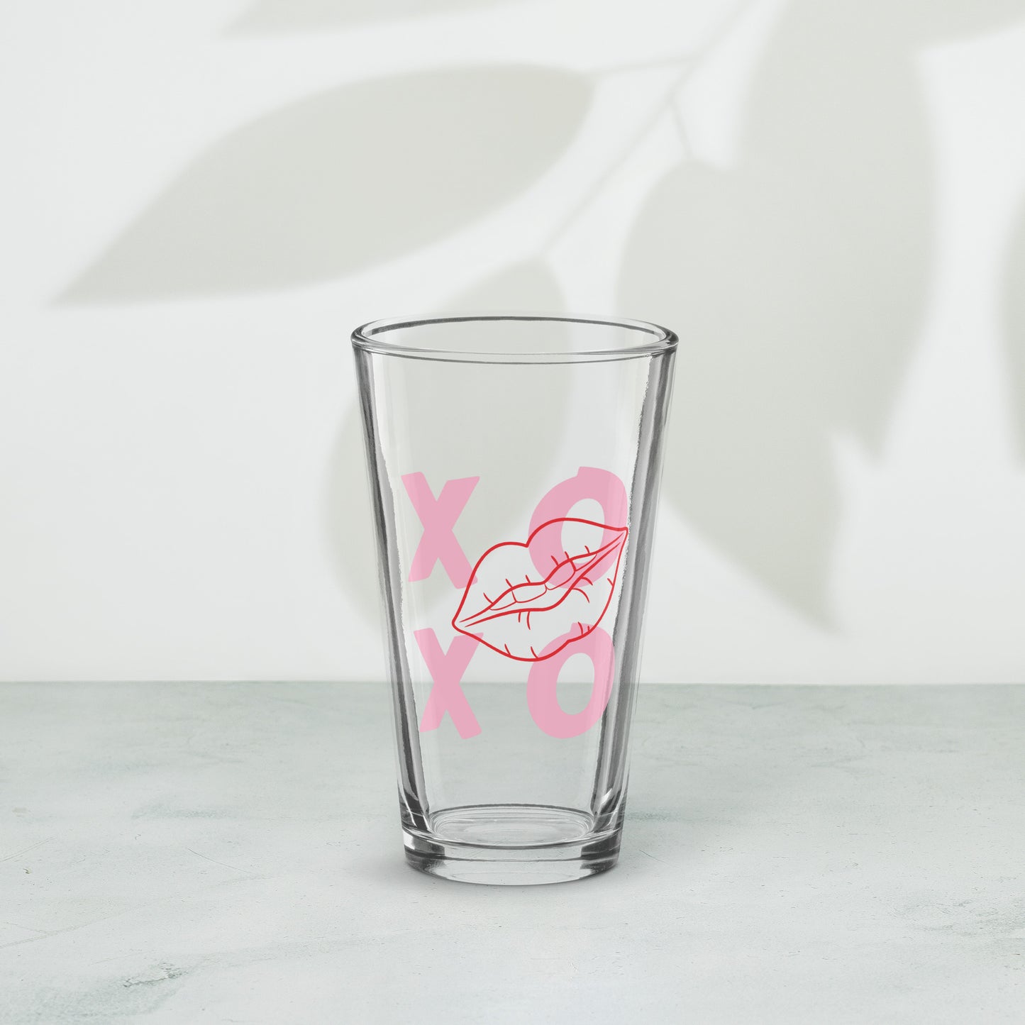 Shaker Pint Glass: Lips XOXO