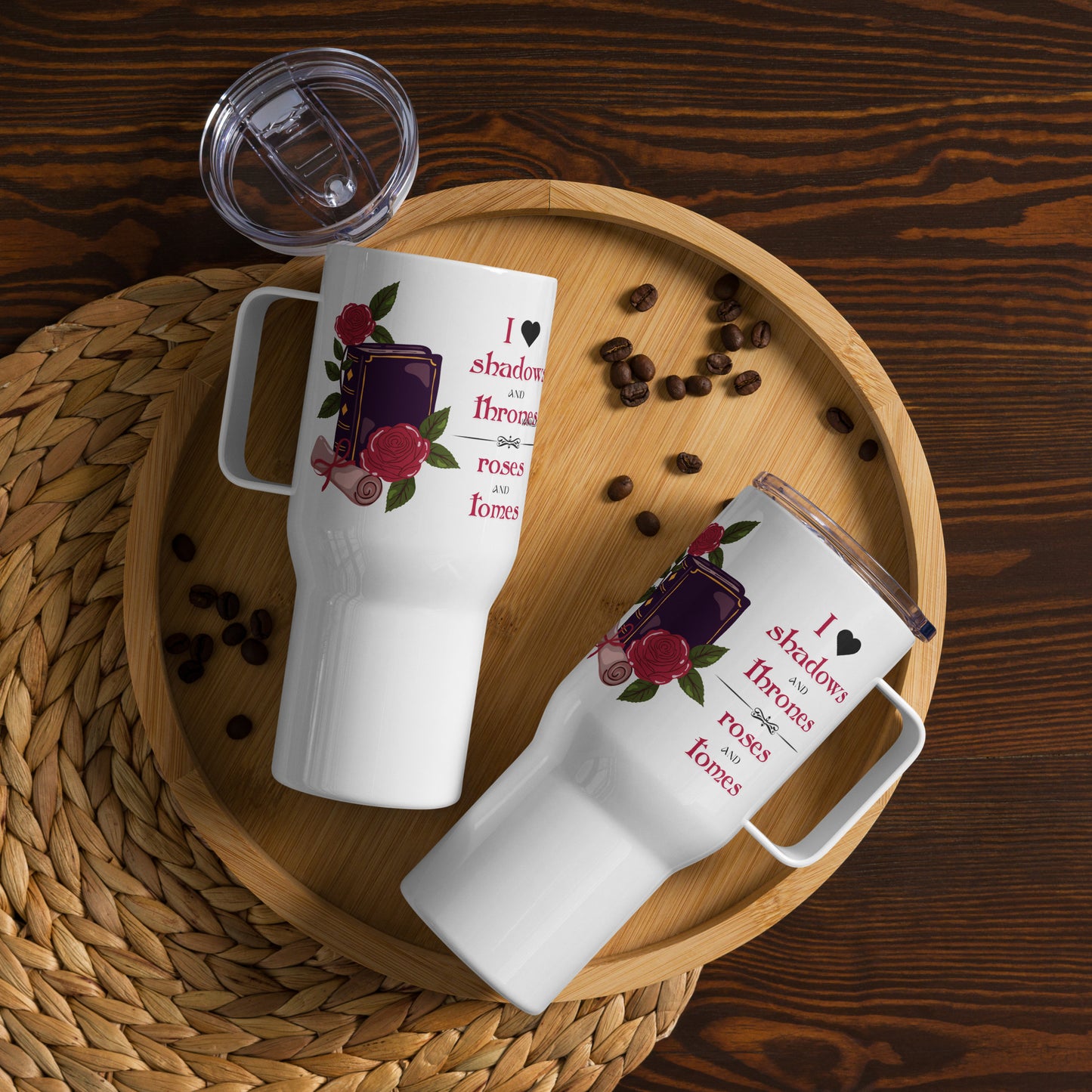 Shadows • Thrones • Roses • Tomes Romantasy Travel Mug (25-40 oz)