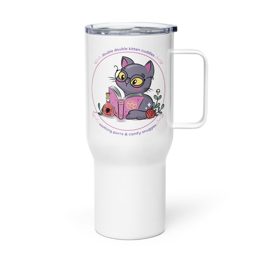 Travel Mug with Handle: Double Double Kitten Cuddles (25 oz)