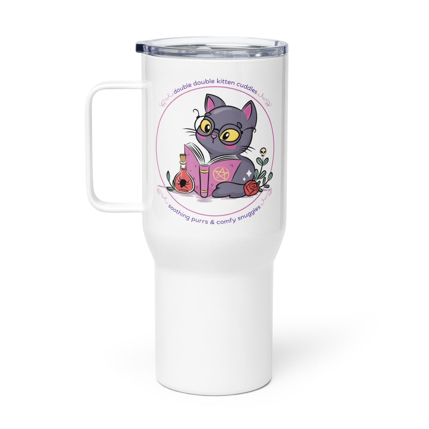 Travel Mug with Handle: Double Double Kitten Cuddles (25 oz)