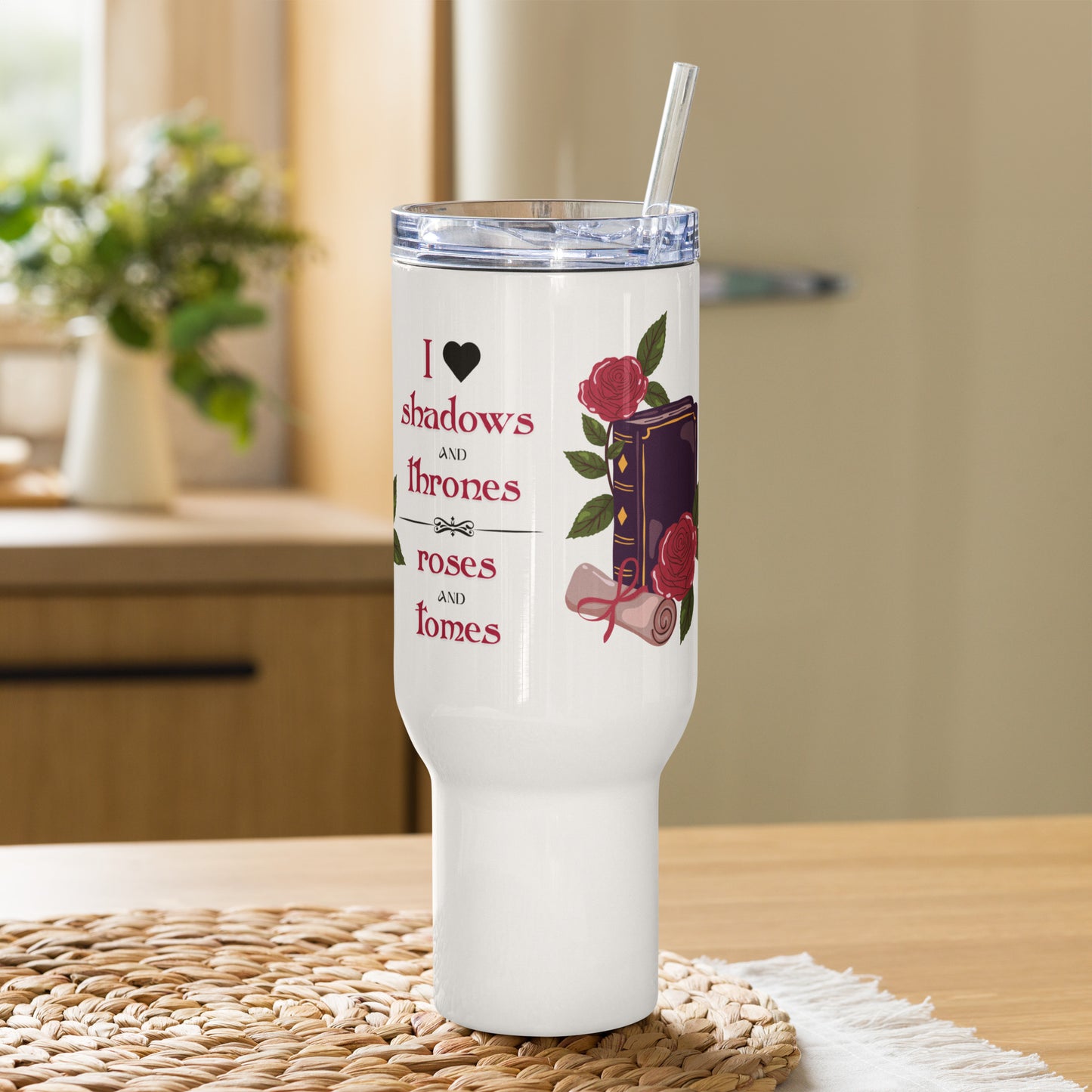 Shadows • Thrones • Roses • Tomes Romantasy Travel Mug (25-40 oz)