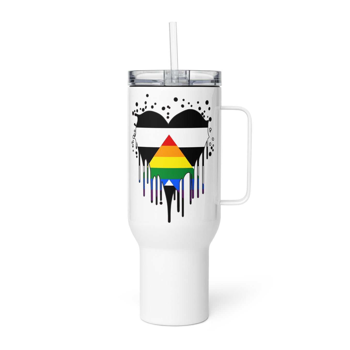 Travel Mug with Handle: Ally Pride Heart (25-40 oz)