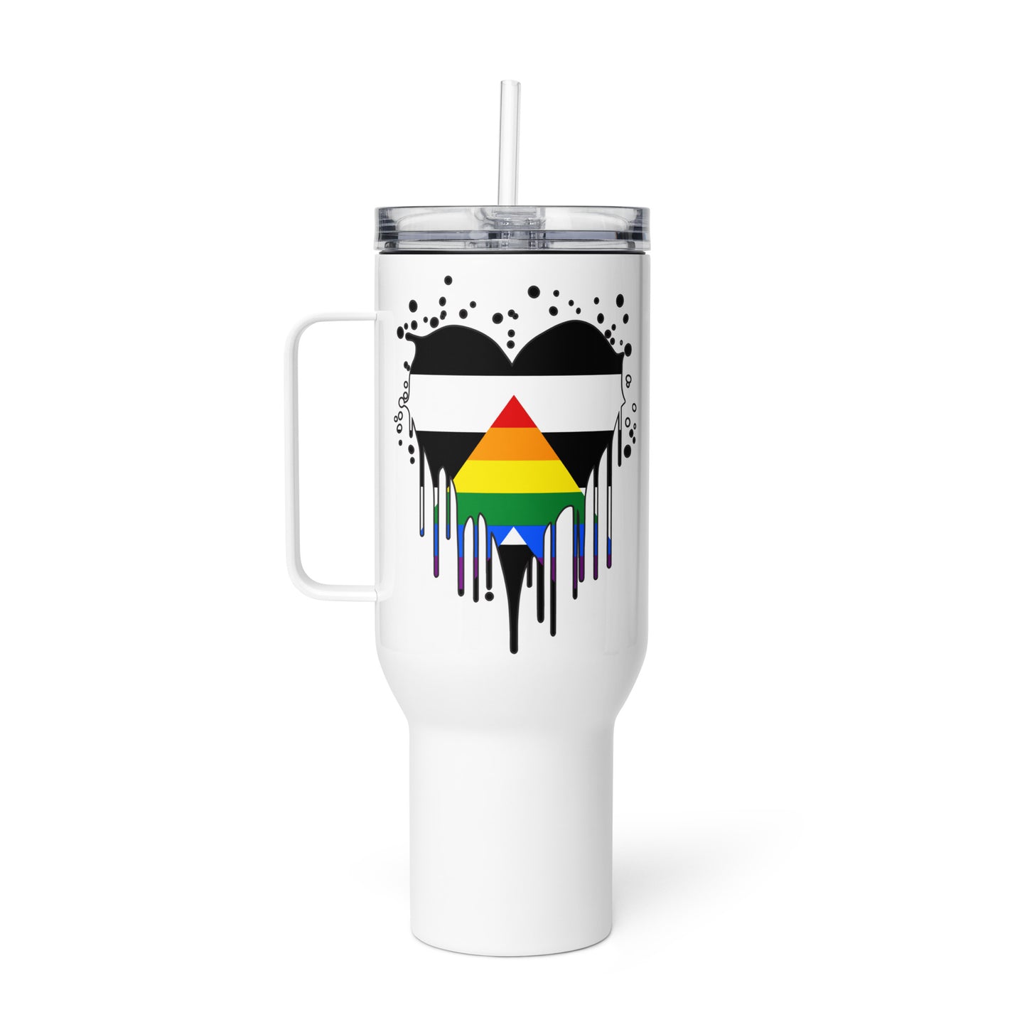 Travel Mug with Handle: Ally Pride Heart (25-40 oz)