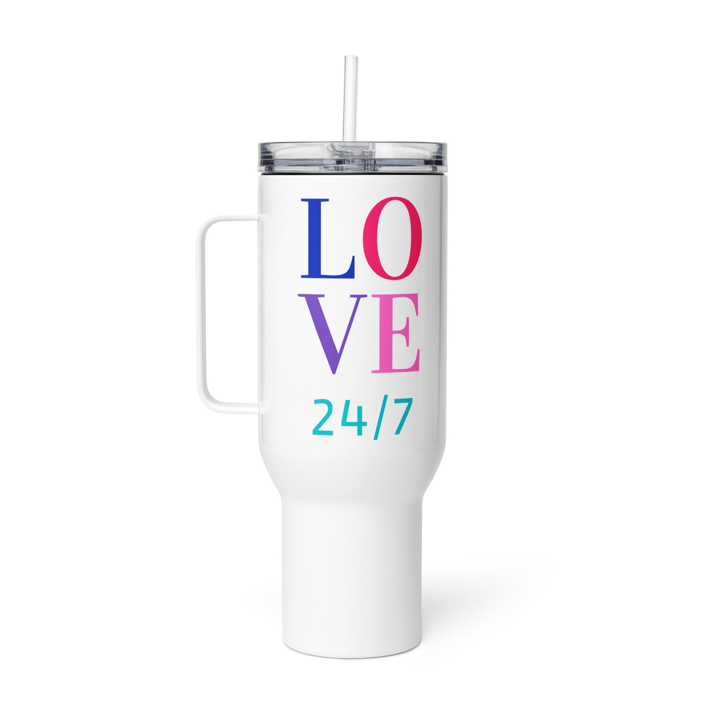 Travel Mug with Handle: Love 24/7 (25-40 oz)