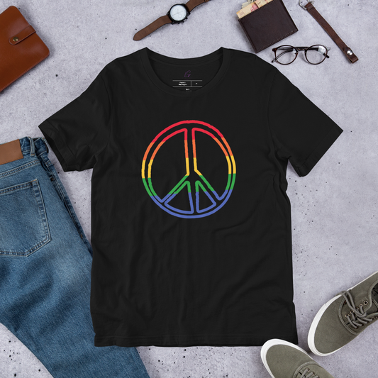 Unisex Tee Bella + Canvas 3001: Rainbow Peace Sign