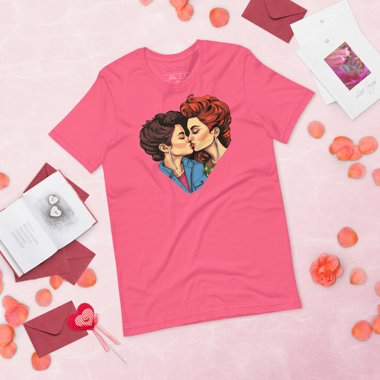 Loving Kiss Lesbian Pride Tee | Sapphic Pride Shirt | Unisex LGBTQ T‑Shirt Bella Canvas 3001