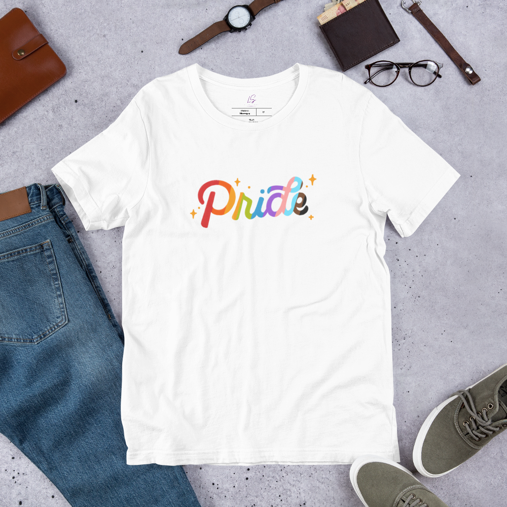 Unisex Tee Bella + Canvas 3001: Pride Text, Progress Colors