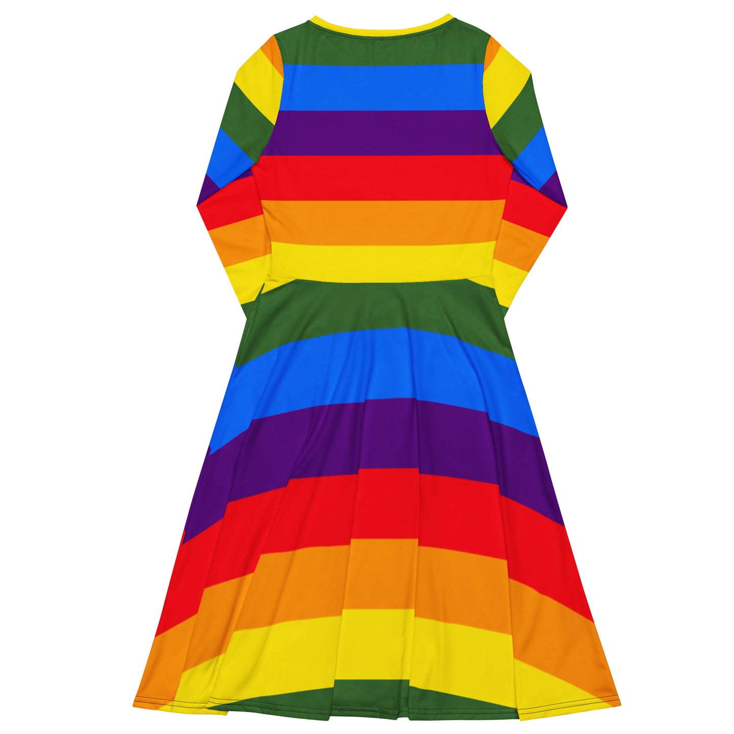 Long-Sleeve Midi Dress: Rainbow Stripes
