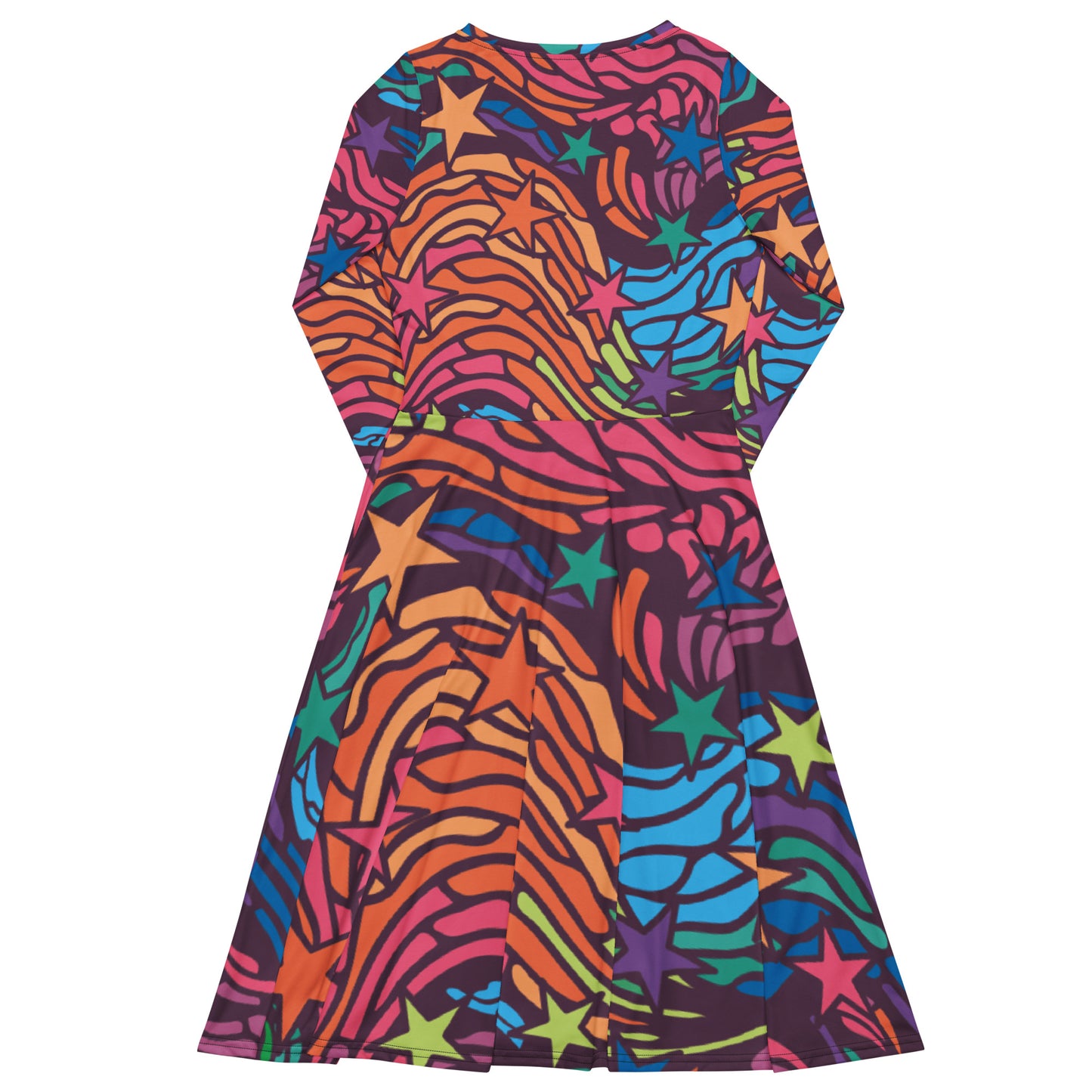 Long-Sleeve Midi Dress: Colorful Cosmos