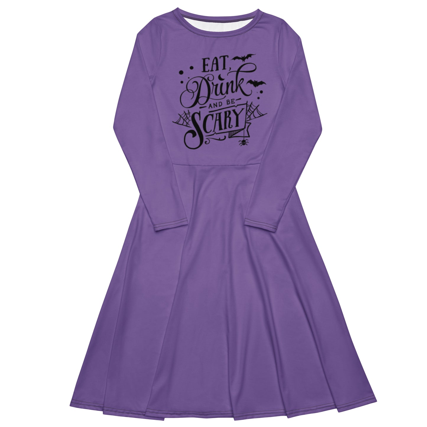 Long-Sleeve Midi Dress: Eat Drink and Be Scary (ce soir purple)