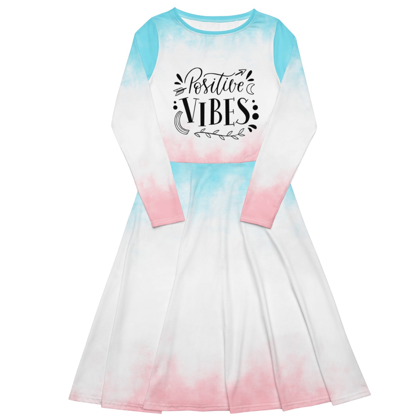 Long-Sleeve Midi Dress: Positive Vibes