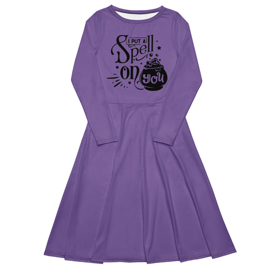 Long-Sleeve Midi Dress: I Put A Spell On You (ce soir purple)