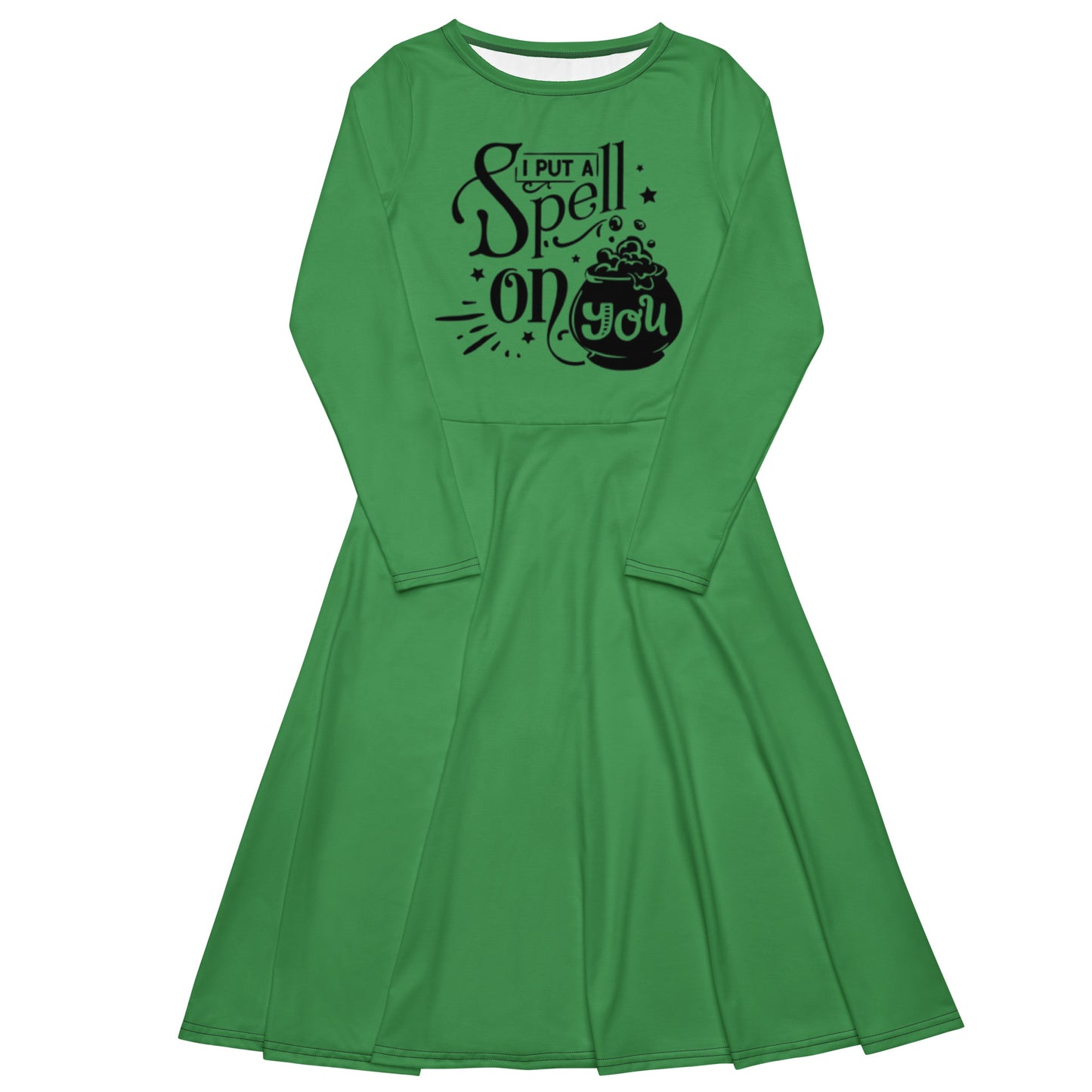 Long-Sleeve Midi Dress: I Put A Spell On You (chateau green)